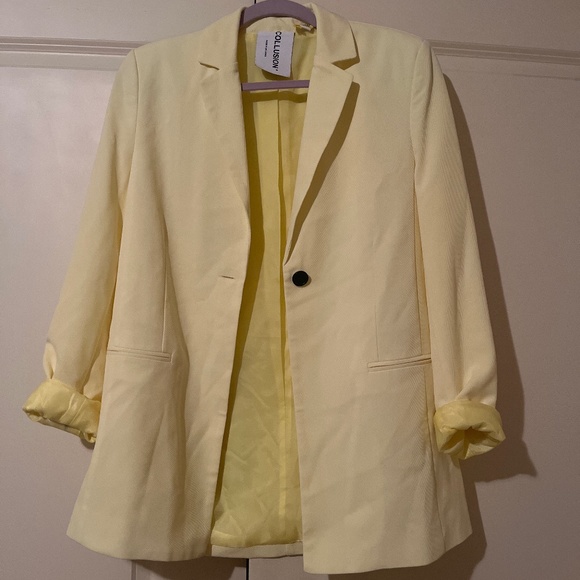 COLLUSION Longline Blazer in Yellow - Picture 2 of 7